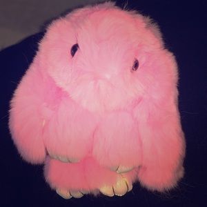 Cute Pink Bunnie Keychain Purse Fob Mirror Hanger